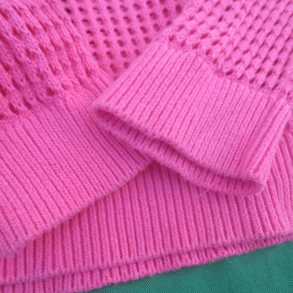 Calvin Klein Pink 100% Cotton Knit Style Women's Pullover Short Body Sweater - Picture 6 of 13